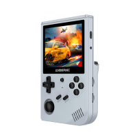 ANBERNIC RG351V 64GB Handheld Game Console, 3.5 Inch 640*480P IPS Screen, 12000 Games, Dual TF Card Slot, Supports NDS, N64, DC, PSP, PS1, openbor, CPS1, CPS2, FBA, NEOGEO, NEOGEOPOCKET, GBA, GBC, GB, SFC, FC, MD, SMS, MSX, PCE, WSC- Gray