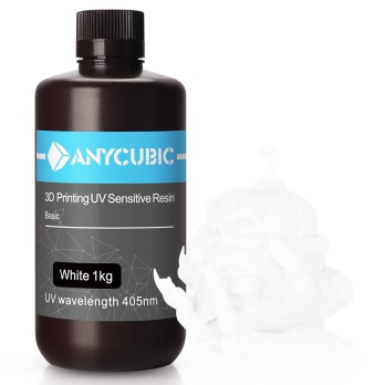 Anycubic 1kg 3D Printer Resin Filament, 405nm UV Plant-Based Rapid Resin, High Precision, Quick Curing,White