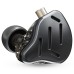 KZ ZAX In Ear Wired Earphones 1DD+7BA HiFi Bass Monitor Headset Hybrid technology Noise Cancelling with Mic- Black