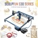 SCULPFUN S30 5W Laser Engraver Cutter, Automatic Air-assist, 0.06*0.06mm Laser Focus, 32-bit Motherboard,  Replaceable Lens, Engraving Size 410*400mm, Expandable to 935*905mm