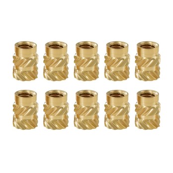 TWO TREES 10pcs M4 Mellow Brass Hot Melt Insert Nuts, SL-Type Double Twill Knurled Nuts