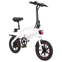 DYU D3+ Folding Moped Electric Bike 14 Inch Inflatable Rubber Tires 240W Motor Max Speed 25km/h Up To 45km Range Dual Disc Brakes Adjustable Height APP Control - White