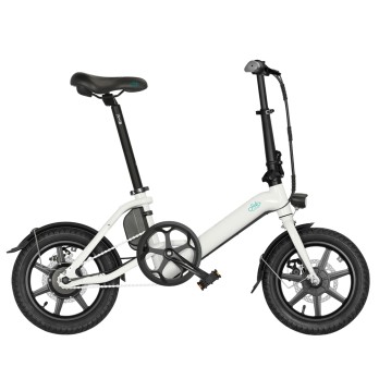 FIIDO D3 Pro Folding Electric Moped Bike 14 Inch 250W Motor Max 25km/h Speed Three Riding Modes 36V 7.5Ah Lithium Battery Aluminium Alloy Body Dual Disc Brake Max Load 120kg City Bicycle Commuter Bike - White