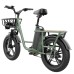 FIIDO T1 Cargo Electric Bike 20*4.0 Inch Fat Tires 750W Power 50Km/h Max Speed 48V 20AH Lithium Battery 150KM Range Shock Absorber - Green