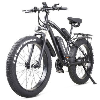 GUNAI MX02S Electric Bicycle 26*4.0 Inch Fat Tires 1000W 48V 17Ah 40Km/h Max Speed 40-50km Mileage Range 150KG Max Load Shimano 7 Speed - Black