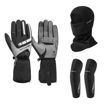 ROCKBROS Bicycles Heating Gloves L & Face Mask Headwear Hat & Winter Cycle Knee Pad Equipment Pack