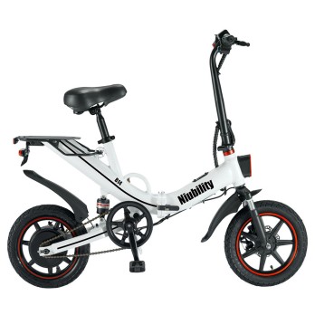 Niubility B14 Electric Moped Folding Bike 14 Inch 400W Motor 48V 15Ah Battery up to 100KM Mileage Max 25km/h Double Disc Brake APP Control - White