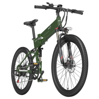 BEZIOR X500 Pro Folding Electric Bike Bicycle 26 Inch Tire 500W Motor Max Speed 30Km/h 48V 10.4Ah Battery Aluminum Alloy Frame Shimano 7-Speed Shift 100KM Power-Assisted Range LCD Display IP54 Waterproof Max Load 200KG - Army Green