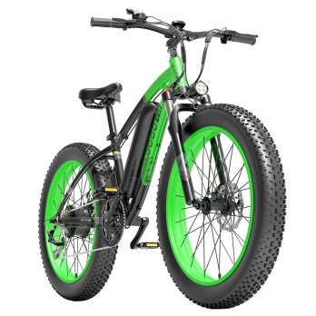 GOGOBEST GF600 Electric Bike 48V 13Ah Battery 1000W Motor 26x4.0 inch Fat Tire Max Speed 40Km/h 110KM Power-assisted mileage Range LCD Display IP54 Waterproof  Aluminum Alloy Frame Shimano 7-speed Shift - Black Green