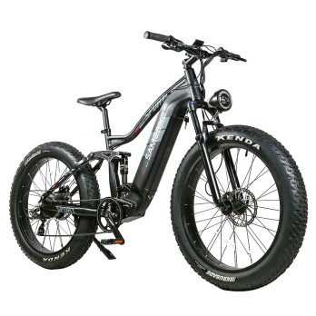 SAMEBIKE RS-A08 Electric Mountain Bike 26*4.0 Inch KENDA Fat Tires 48V 17Ah SAMSUNG Battery 750W Bafang Motor 35Km/h Max Speed Shimano 7 Speed Gear Double Suspension System - Black