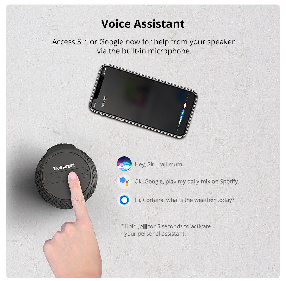 Tronsmart Element T6 Mini Bluetooth 5.0 Speaker 30m Connection Siri Google Assistant IPX6 24H Playtime USB-C
