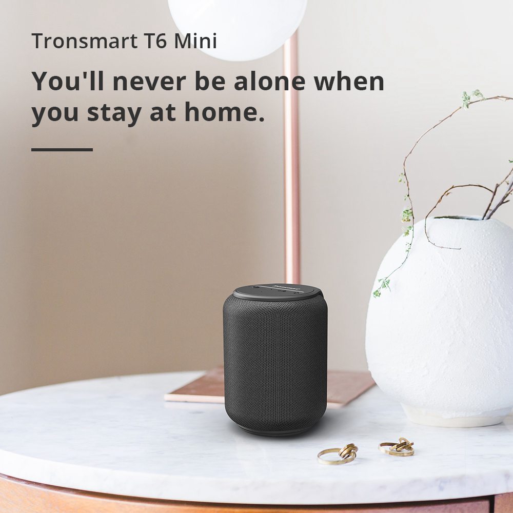 Tronsmart Element T6 Mini 15W Bluetooth 5.0 Speaker 30m Connection Siri Google Assistant IPX6 24H Playtime USB-C - Black