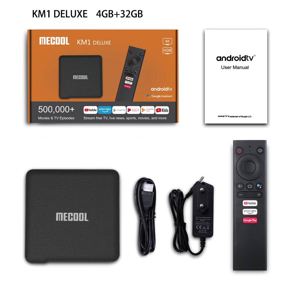 MECOOL KM1 Collective Amlogic S905X3 4GB RAM 64GB ROM Android 9.0 TV BOX 2.4G+5G WIFI Bluetooth USB3.0 Google Assistant Remote Control - Black