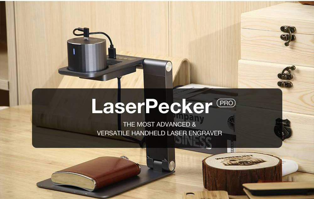 LaserPecker Pro Deluxe Smart Laser Engraver with Auto-focusing Support Stand  Smart Control Preview Mode Password Lock Overheat Shutdown Motion Detection Googles 10000+ Hours Lifespan