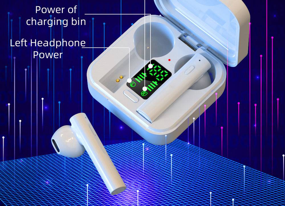 Air 6 Pro TWS Earphones Charging Case with LED Display IPX4 Water Resistant Auto Connect Voice Assistant