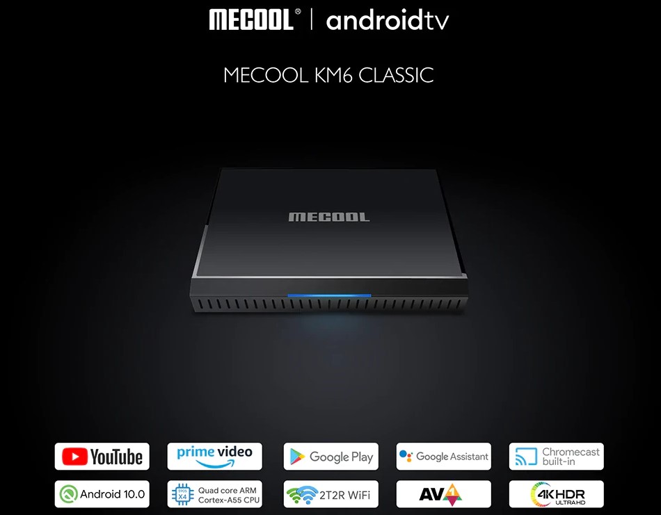 MECOOL KM6 Classic Amlogic S905X4 Android 10.0 TV Box 2GB/16GB 4K HDR ATV 2T2R WiFi Bluetooth 4.2