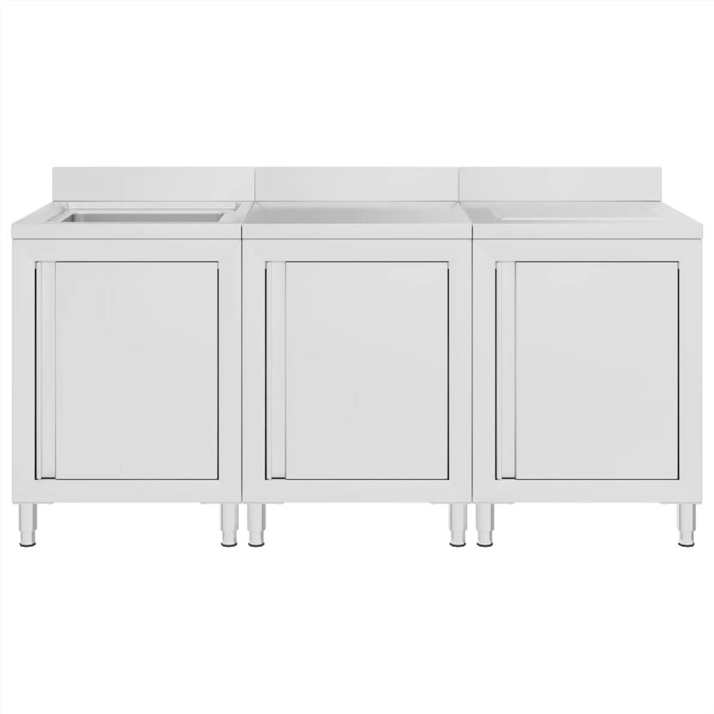 Commercial Kitchen Sink Cabinet 180x60x96 cm Stainless Steel