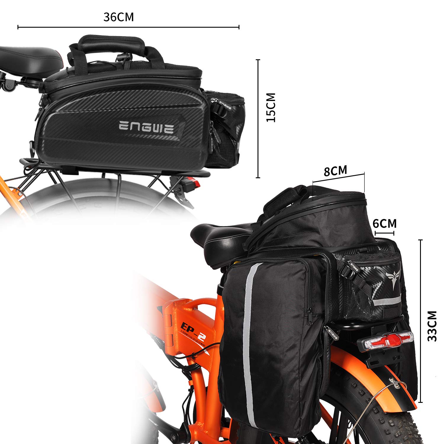 ENGWE Waterproof Bike Rack Bag With 35l Large Capacity