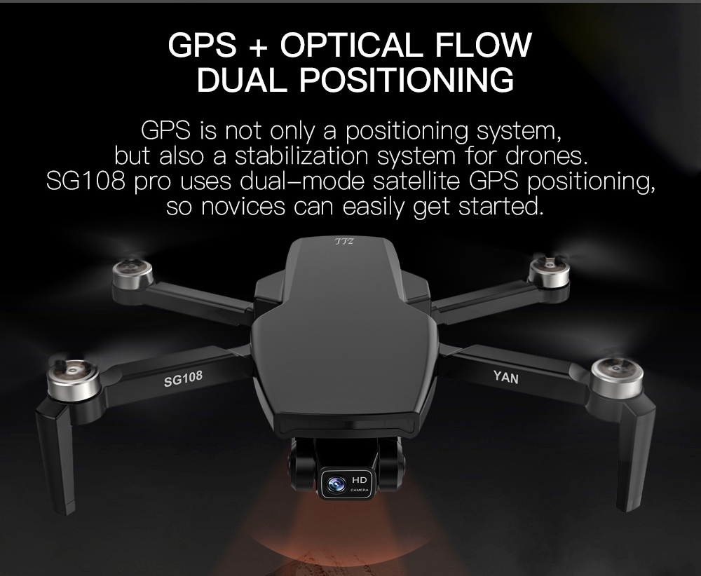 ZLL SG108 PRO 5G WIFI FPV GPS 4K Camera 2-Axis Gimbal RC Drone Black - One Battery with Bag