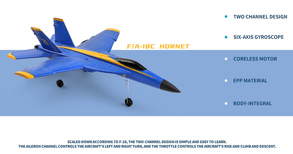 XK A190 F18 2.4GHz 2CH RC Airplane 290mm Wingspan Built-in 6-Axis Gyro EPP Foam Fixed Wing RTF