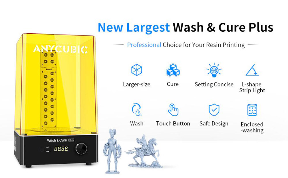 Anycubic Wash and Cure Plus 360 Degree Curing for Mars Pro Photon Mono X LCD SLA 3D Printer Models