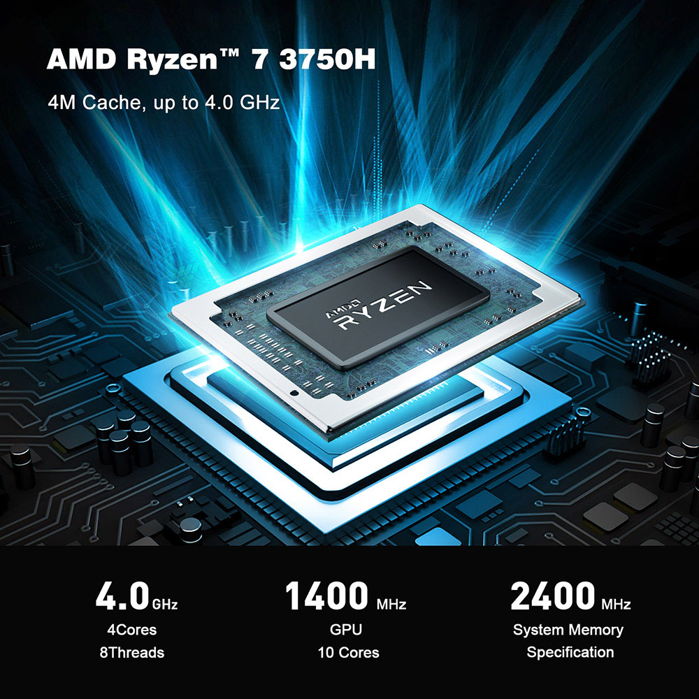 Beelink SER3 Mini PC AMD Ryzen 7 3750H 8GB RAM 256GB SSD Radeon RX Vega 10 Graphics Windows 10 HDMI*2 Type-C