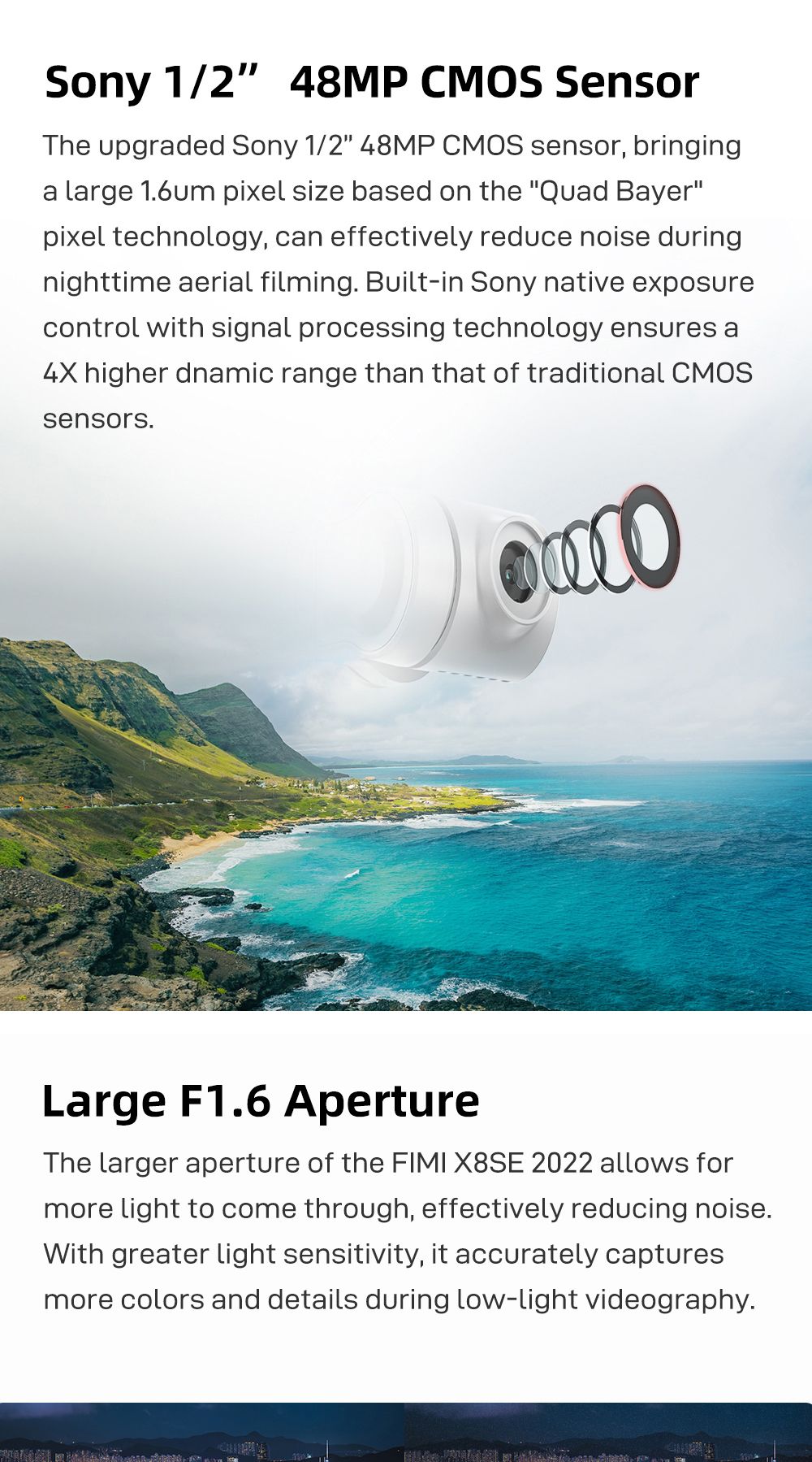 Xiaomi FIMI X8 SE 2022 4K Camera 10KM GPS WiFi FPV Foldable RC Drone with 3-Axis Gimbal 35mins Flight Time RTF - White