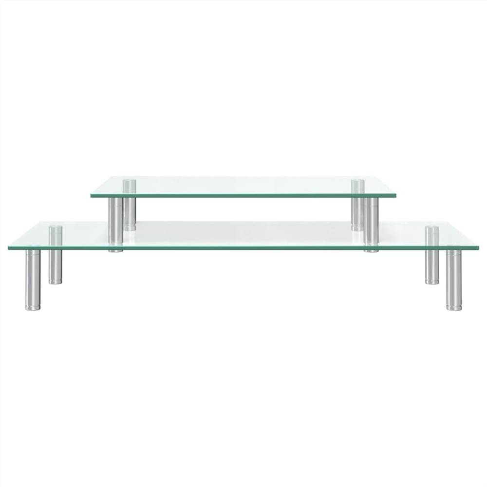 2-Tier Monitor Stand Transparent Glass