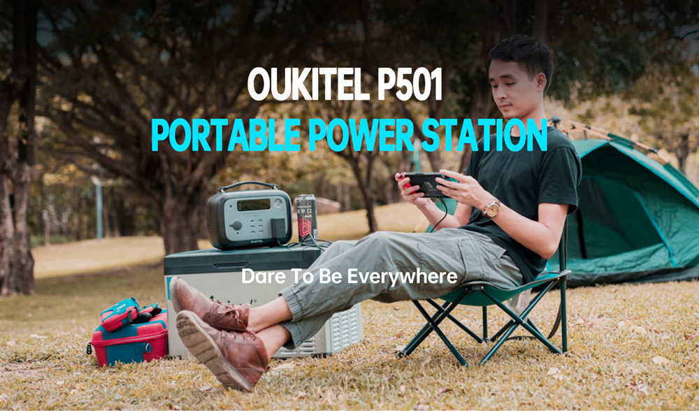OUKITEL P501 Portable Power Station 505Wh 140400mAh Portable Generator 500W AC Outlet - Grey