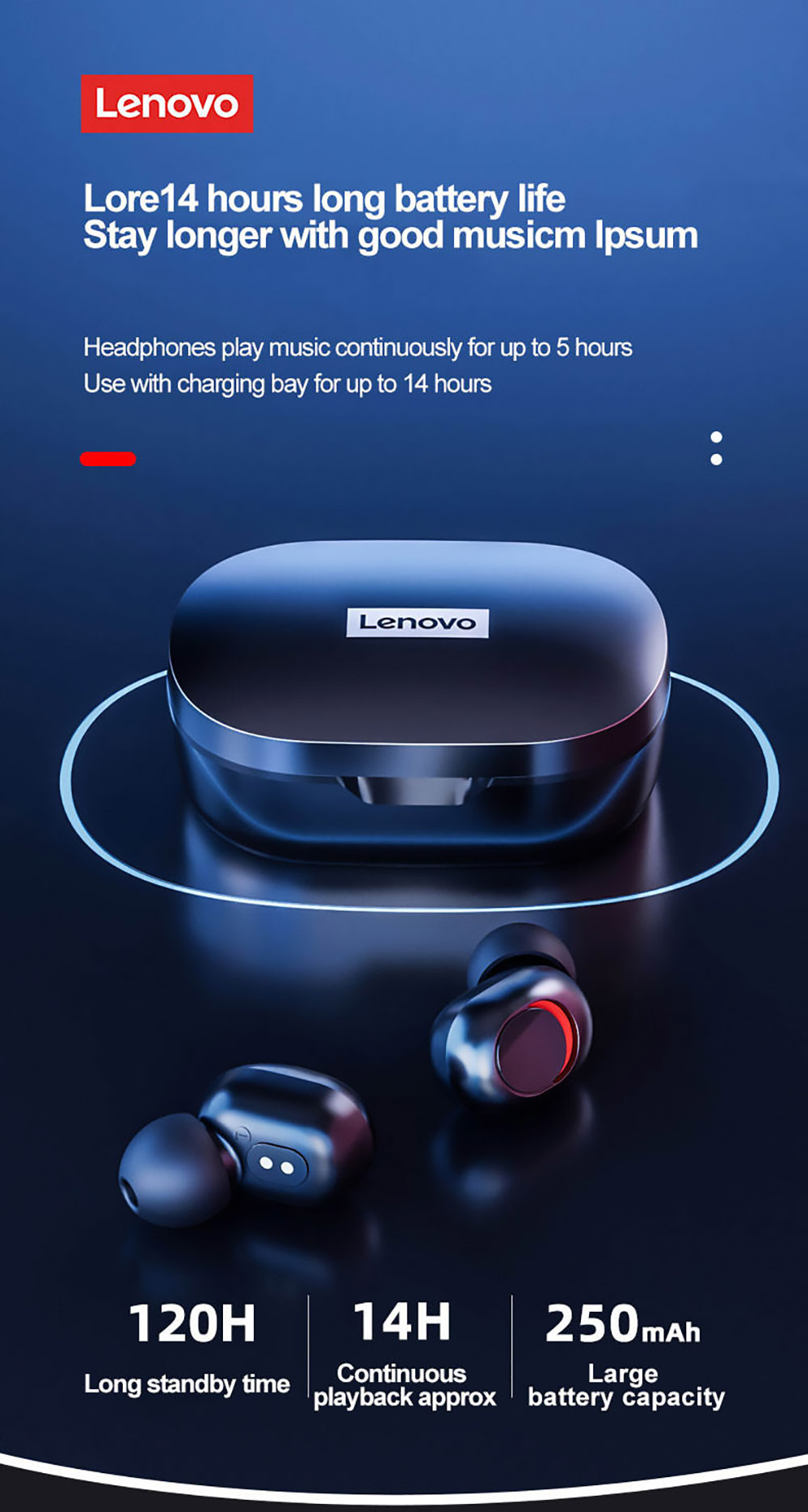 Lenovo PD1X TWS HiFi Music Bluetooth Earphone With Mic Headphones Sports Headset White