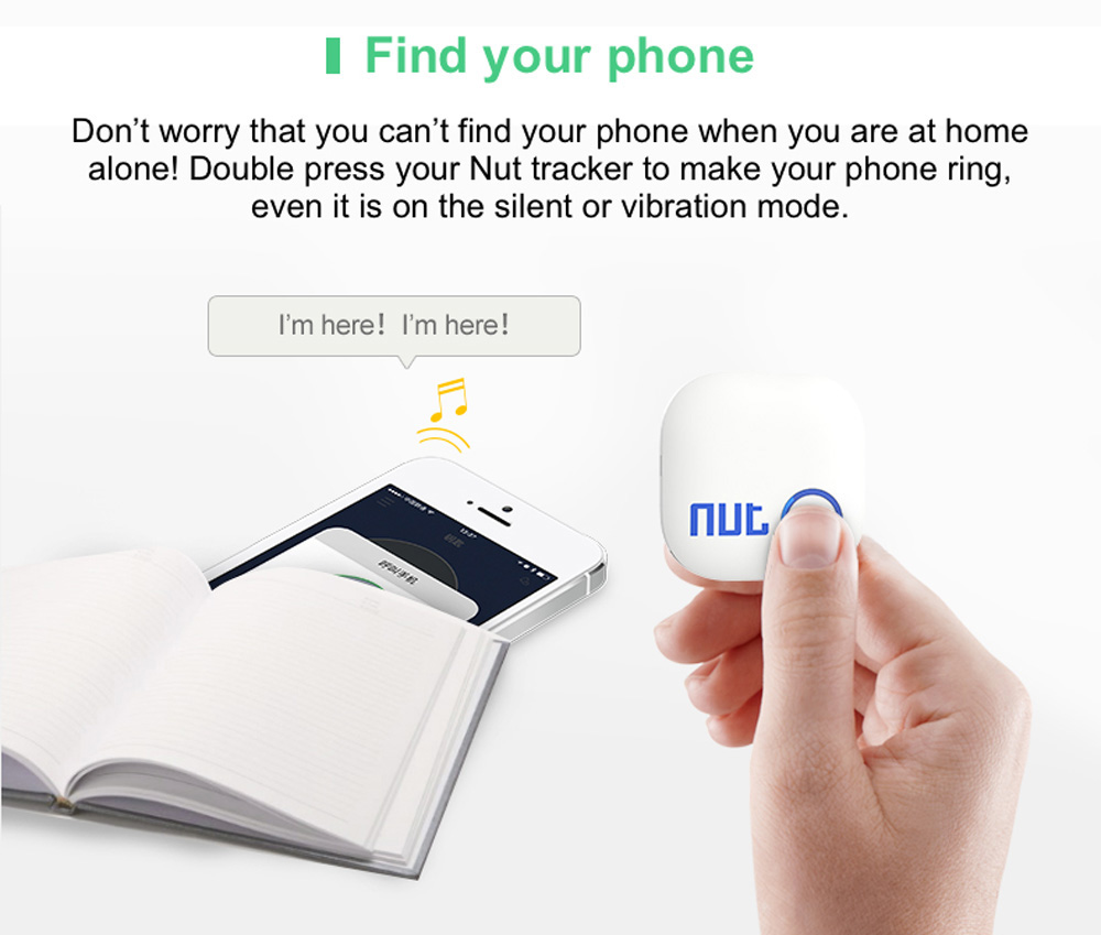 Nut 2 F5D Finder Mini Bluetooth Tracker Anti Lost Reminder for Pet Wallet White