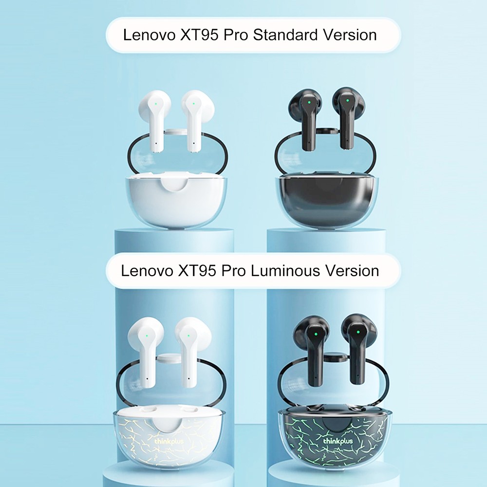 Lenovo Thinkplus XT95Pro TWS V5.1 Noise Cancelling Music Game Headset Wireless Luminous Version Earphones Black