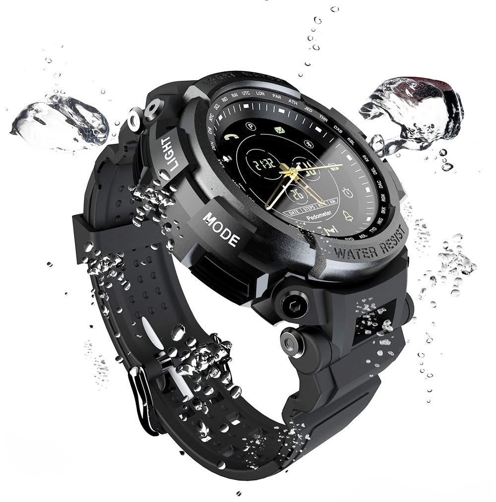 LOKMAT MK28 Smart Watch IP68 Waterproof Fitness Tracker Pedometer Reminder Bluetooth Smartwatch for iOS Android Black