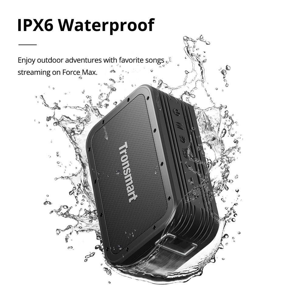 Tronsmart Force Max 80W Portable Outdoor Speaker, Tri-frequency Audio, 2.2 Channel,TWS, Tri-bass EQ Effects, Max 13H Playtime, IPX6, Built-in Powerbank, Portable Strap for Outdoor Activities