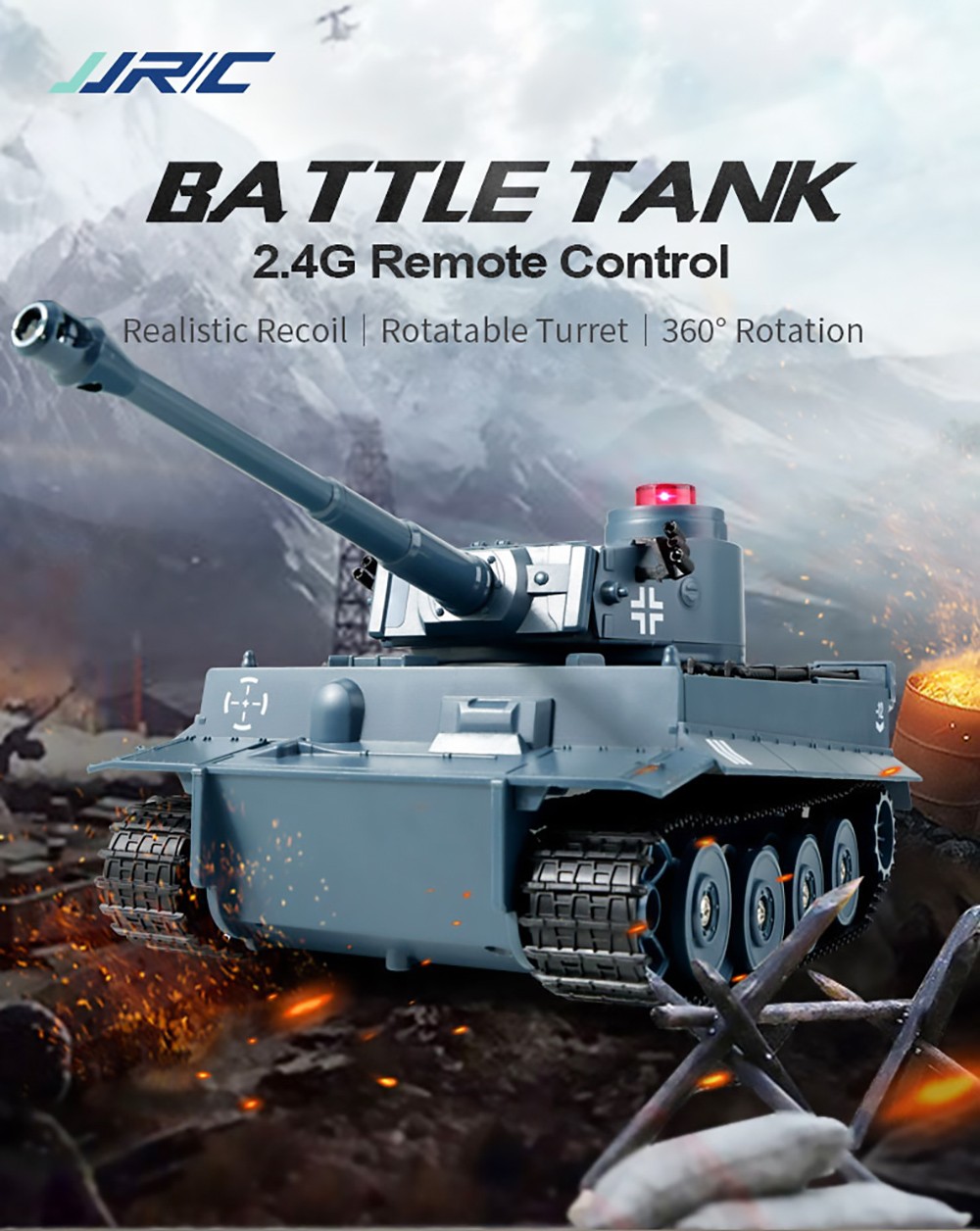JJRC Q85 RC Tank Model 2.4G Remote Control Programmable Crawler Tank Military Tank 1/30 RC Car Toy for Boys - Army Green