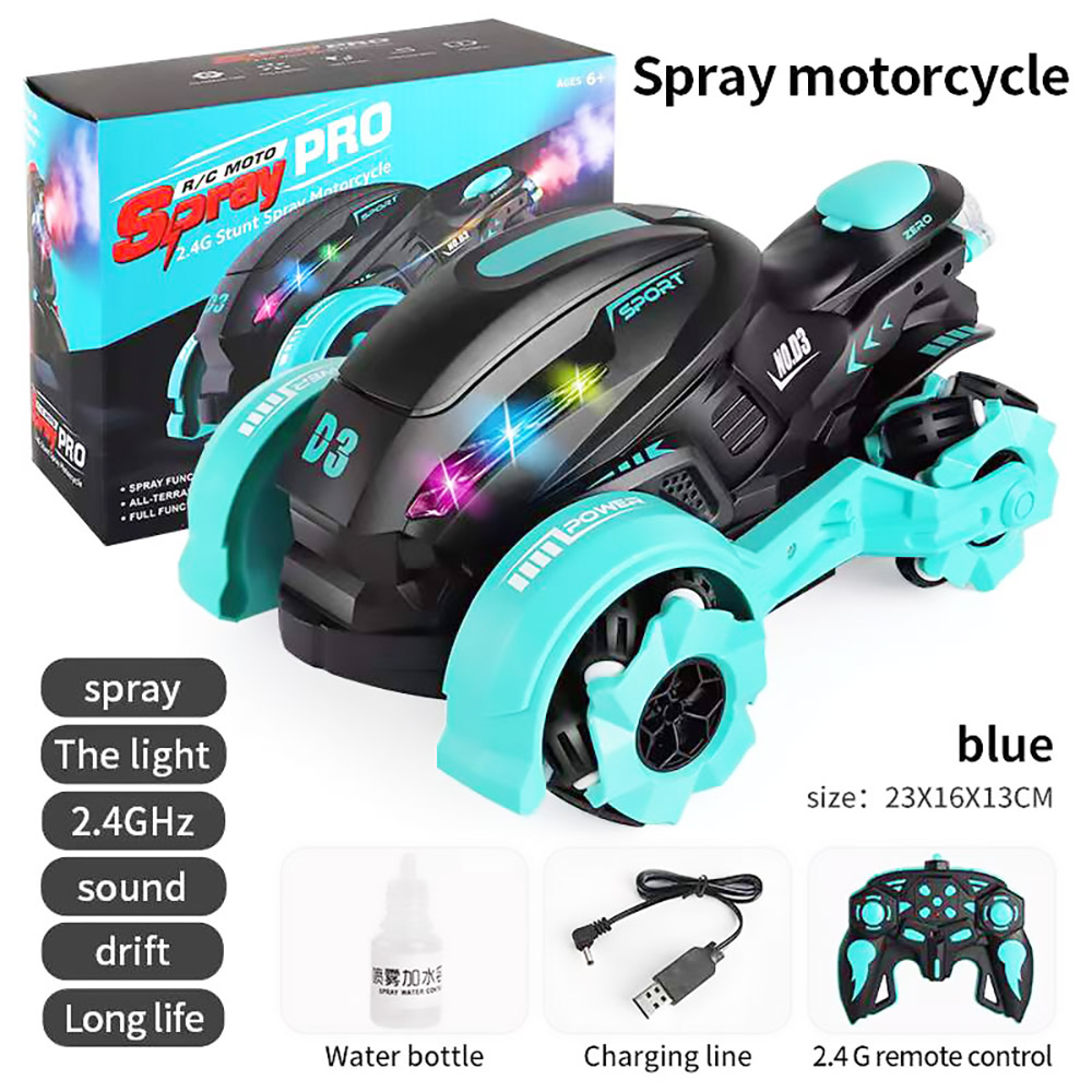 JJRC 829 2.4GHZ 4WD All-Terrain Tire Drift RC Spray Motorcycle with Cool Light & Sound 15km/h - Red
