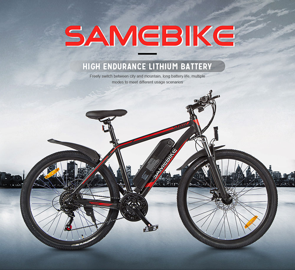 Samebike SY26 Electric Bicycle 350W 26 Inch Tire Ebike 36V 10AH Lithium Battery Mountain Electric Bike