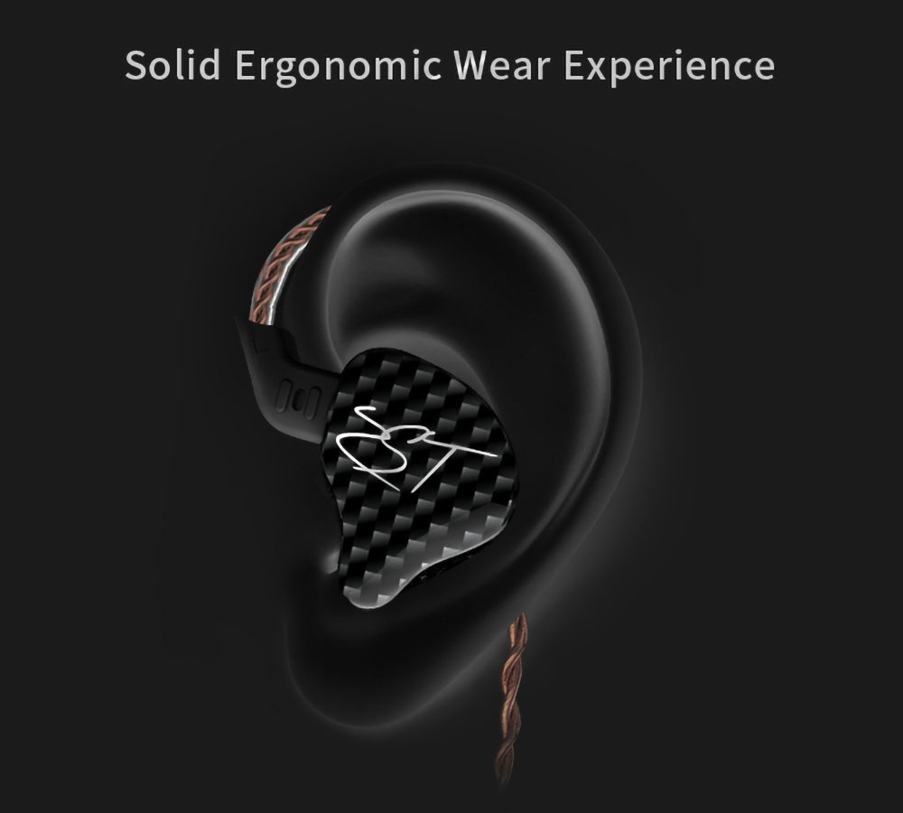 KZ ZST Wired Earphone Hybrid Technology In-ear Sport Bass Noise Cancelling Headset with Mic- Black