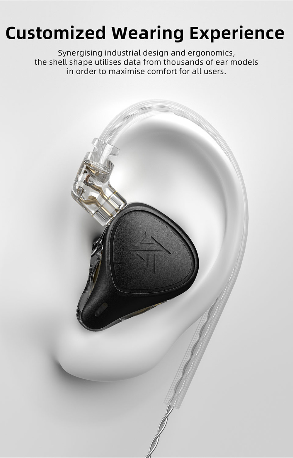KZ ZEX Pro Wired Earphones In-Ear Electrostatic Dynamic&Balanced Detachable Cable Earphone Noise Cancelling - Black