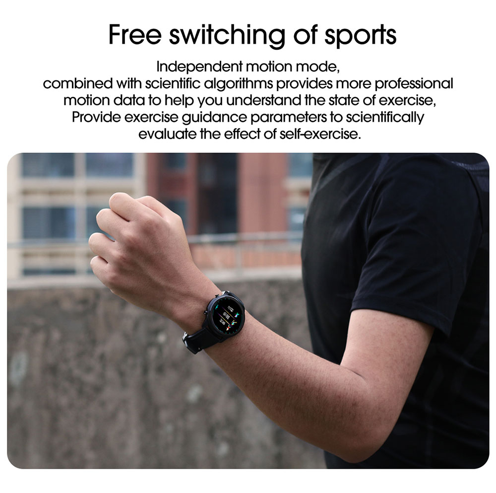 LEMFO LF26 Smartwatch Full Touch HD Amoled Screen Bluetooth 5.0 Sports Fitness Watch Stainless Steel - Black