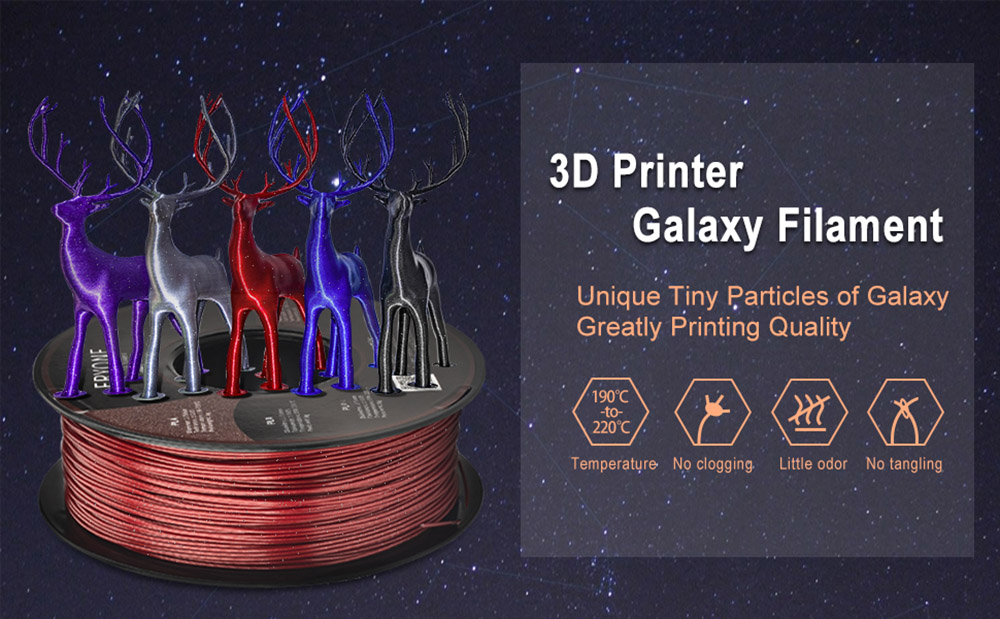 ERYONE Galaxy Sparkly Glitter PLA Filament for 3D Printer 1.75mm Tolerance 0.03mm 1KG(2.2LBS)/Spool - Red