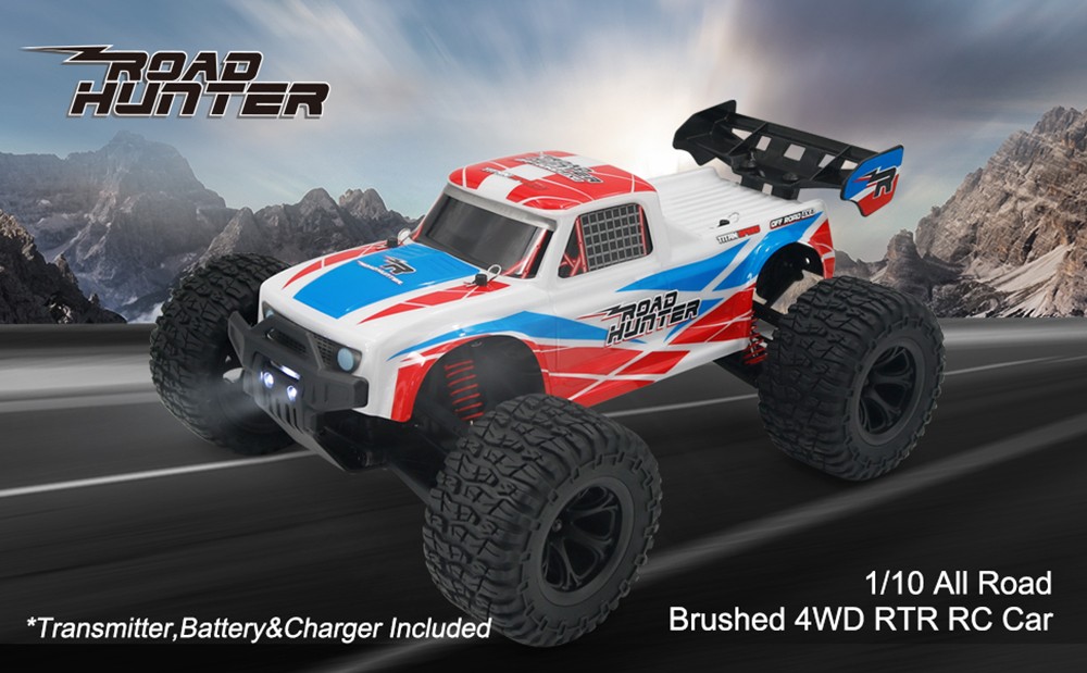 JJRC Q123 1: 10 Racing Car Field Pickup Brushed 4WD RTR RC Truck High Speed Off-Road - Red & Green