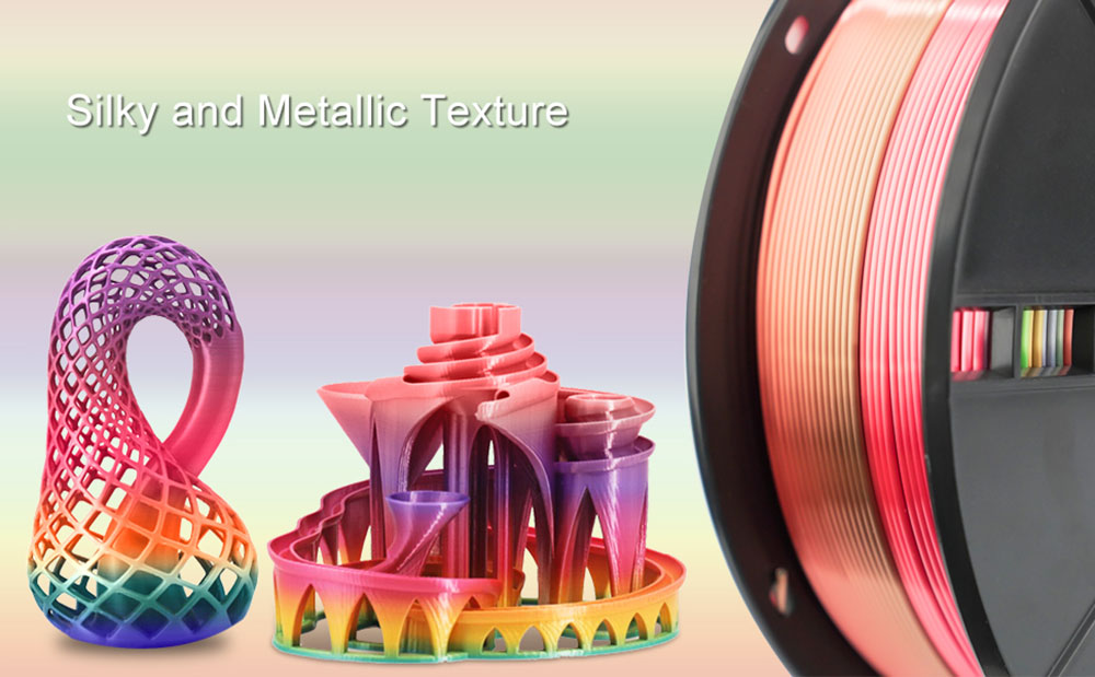 ERYONE Rainbow PLA Filament for 3D Printer 1.75mm Tolerance 0.03mm 1kg(2.2LBS)/Spool - Metal Silk Rainbow