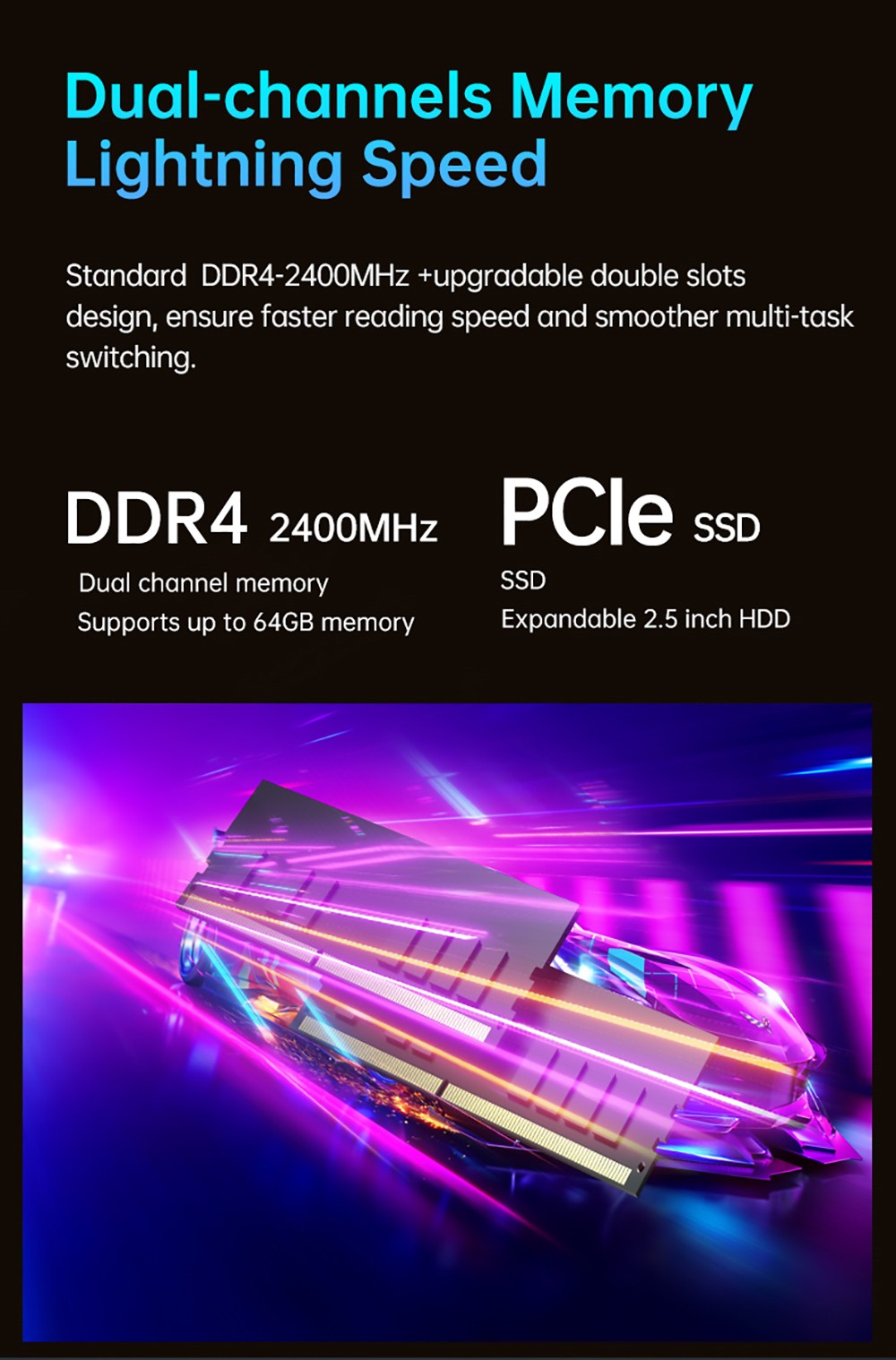 T-bao MN27 AMD Ryzen™ 7 2700U 4 Cores 8 Threads 8GB RAM DDR4 128GB ROM Windows 10 Mini PC RJ45 Up to 1000M WiFi BT