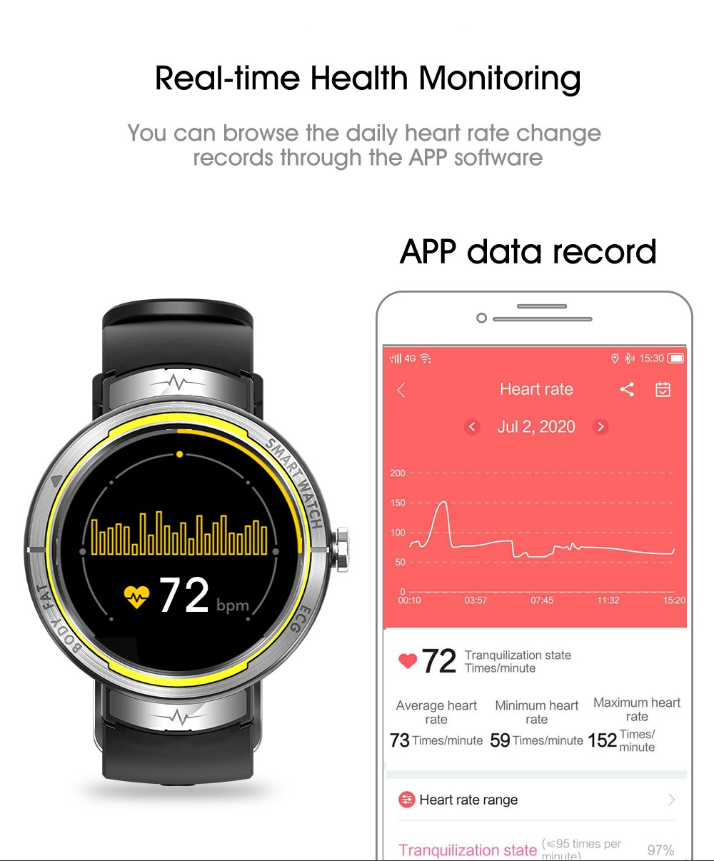 KUMI KU5 Smartwatch 1.22'' TFT Screen Real-time Health Monitoring Multi-dial Switch Various Sport Modes - Black