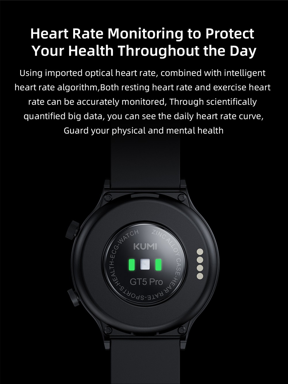 KUMI GT5 Pro Smartwatch 1.32'' HD Screen with Bluetooth Call Multiple Sports Modes Heart Health SpO2 Measurement - Black