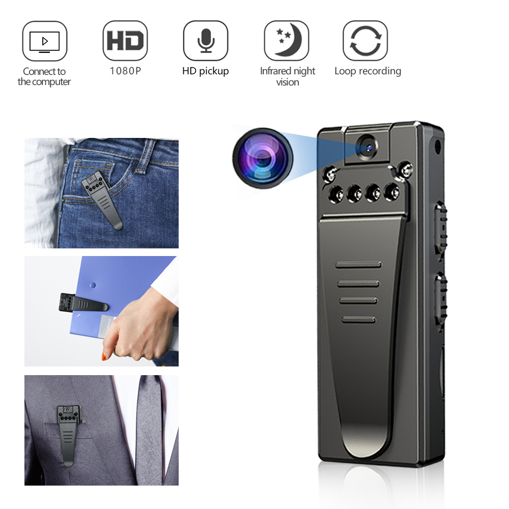 Mini Body Camera HD 1080P Wireless Portable, Home Nanny Camera with Motion Detection and Night Vision with 32G Card