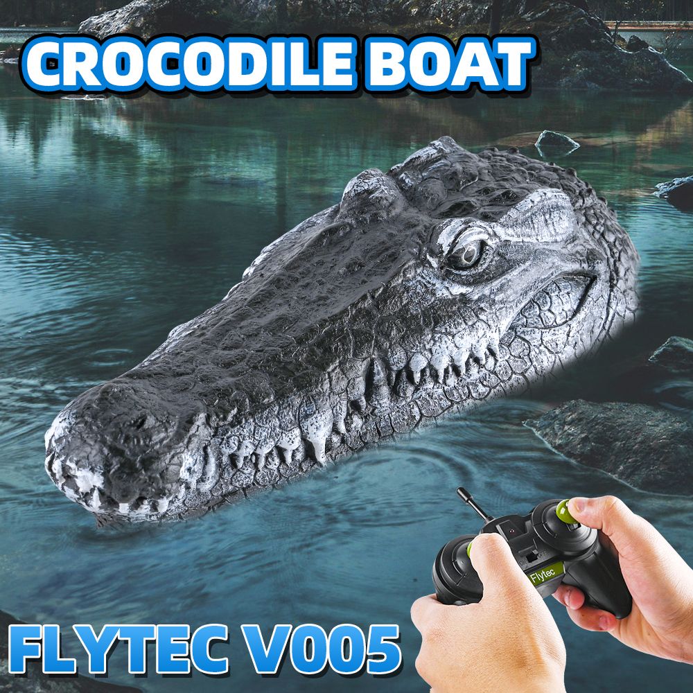 Flytec V005 RC Boat 2.4G Remote Control Electric Racing Boat for Pools with Simulation Crocodile Head RC Toy