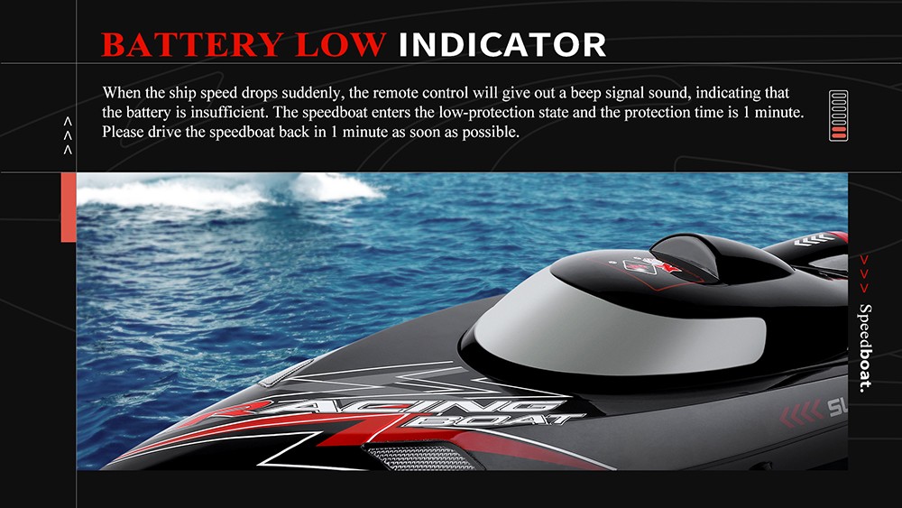 WLtoys WL916 High Speed 2.4G RC Boat Brushless Motor Racing Boat 60km/h Ship Toys for Kids Black - Two Batteries