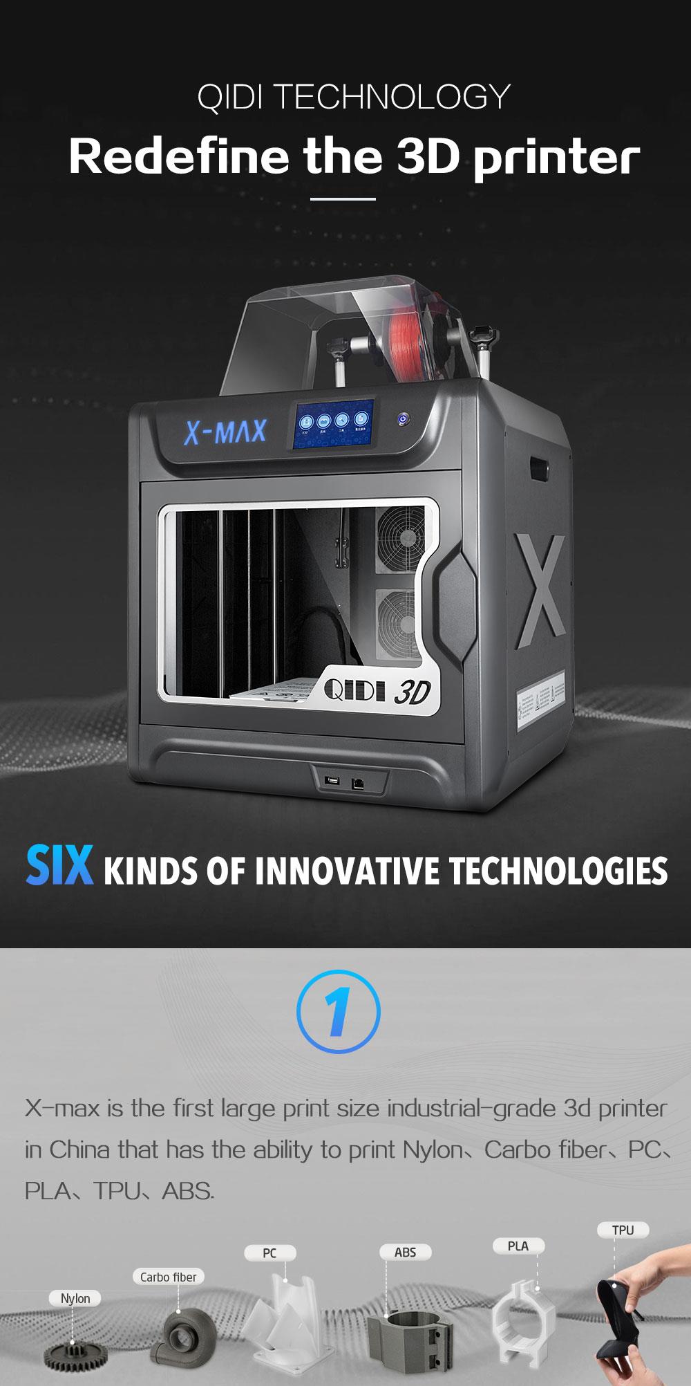 QIDI TECH X-MAX 3D Printer with 240 Degree Celsius High-Temp Extruder, 5 Inch Touchscreen, WiFi Function, 300x250x300